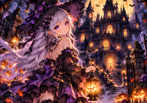 Haunted House Girl Under the Full Moon - konkapo00