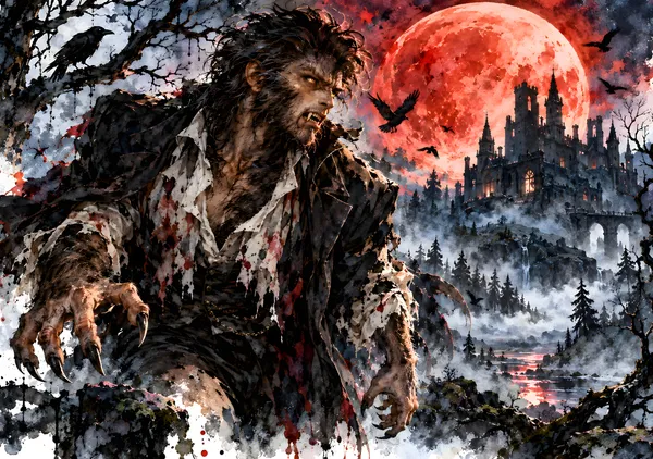 Wolf Man Under the Blood Moon - konkapo00