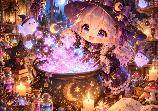 Cute Chibi Witch & Her Magical Cauldron - konkapo00
