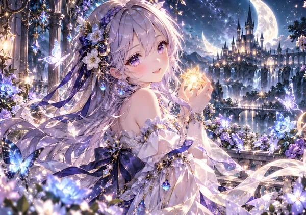 Magical Moonlight Girl in an Enchanted Garden - konkapo00