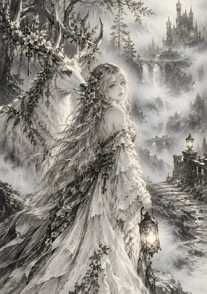 Lost in the Fog – Gothic Pencil Fantasy Art - konkapo00