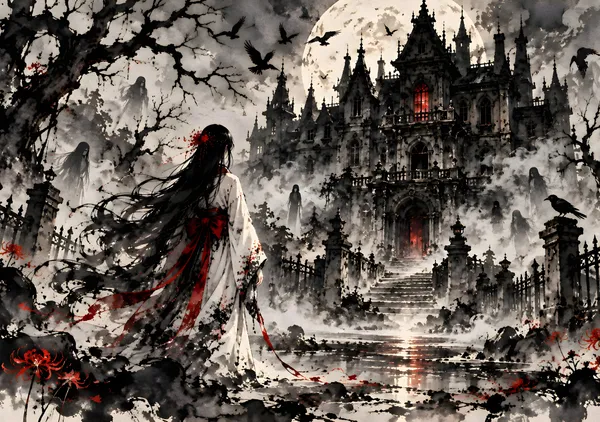 Whispers of the Haunted House | Sumi-e - konkapo00
