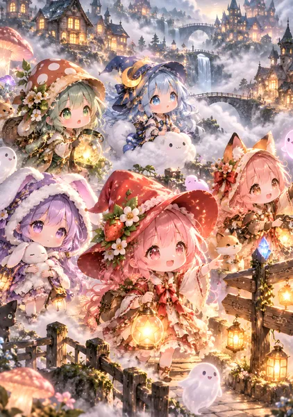 Foggy Fantasy Village – Five Cute Chibi Witches - konkapo00