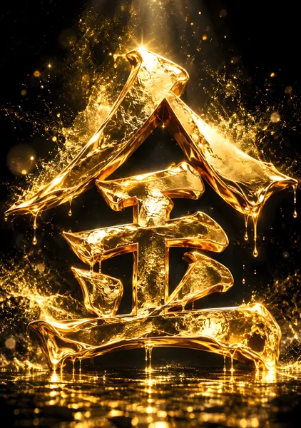 Golden Kanji 金 | Luxury Japanese Art - konkapo00