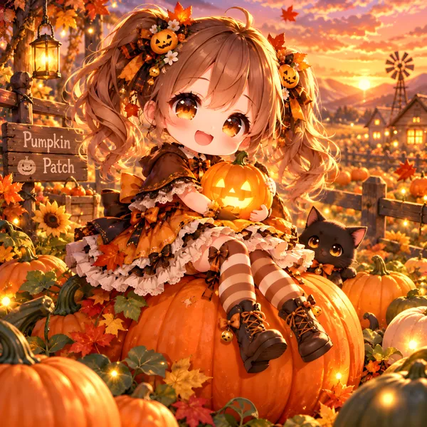Pumpkin Patch Chibi Girl | Autumn Magic - konkapo00