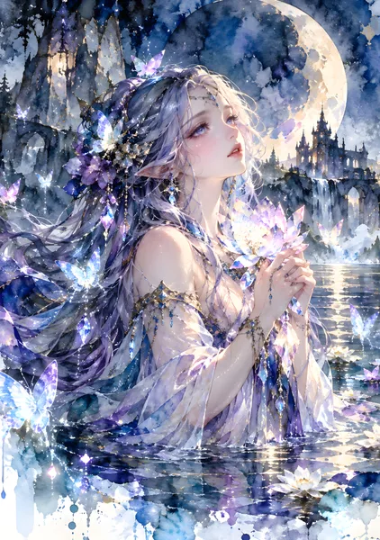 Spellbound Moonlight | Enchanted Watercolor - konkapo00