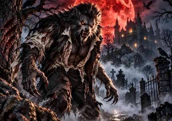 The Wolf Man Under the Blood Moon - konkapo00