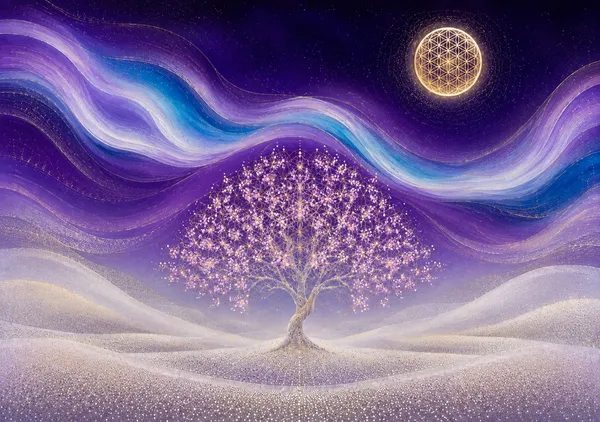 Cosmic Tree of Harmony  — The Tree of Life Beneath the Cosmic Waves - Ichikaze