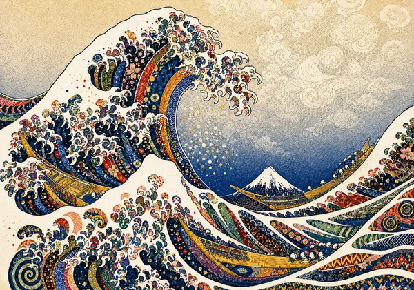 Hokusai × Colorful Geometric – The Great Wave off Kanagawa - CocoHare Production