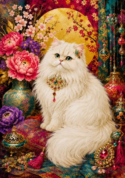 A White Cat Adorned with Jewels - Yuri Morino