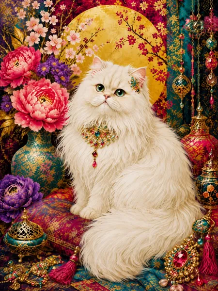 A White Cat Adorned with Jewels - Yuri Morino