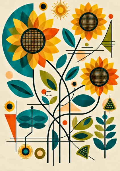 Sunflowers in Geometric Form - Yuri Morino