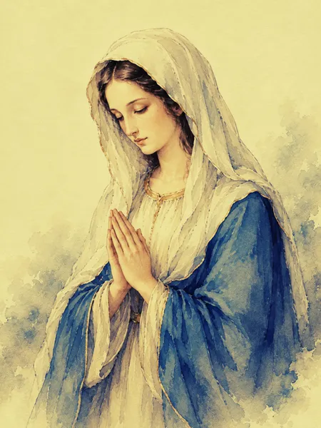 The Virgin Mary in Prayer — A Moment of Quiet Prayer - Yuri Morino