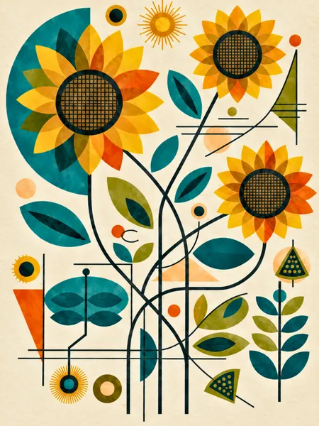Sunflowers in Geometric Form - Yuri Morino