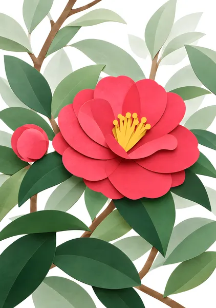 Winter Camellia — Layers of Japanese Elegance　寒椿 — 重なりに宿る日本の美 - ekomaru