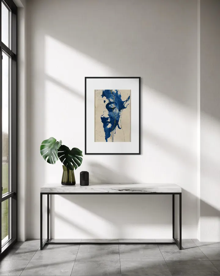 NAMI -波‐ Meditative Buddha No.2 Japanese Surreal Abstract Art, Indigo Zen Canvas Print - Ck