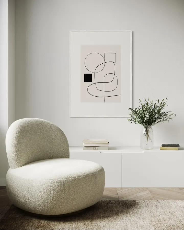 Continuous Line Abstract Loop with Black Accent