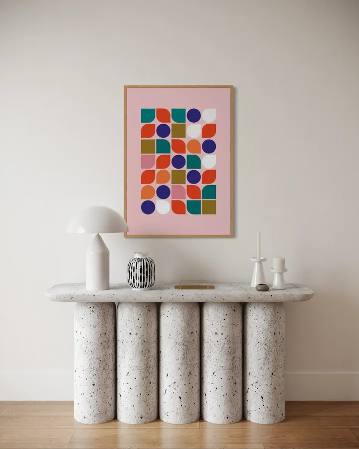 Retro Geometric Shapes Colorful Abstract Art Print - ShowMeMars