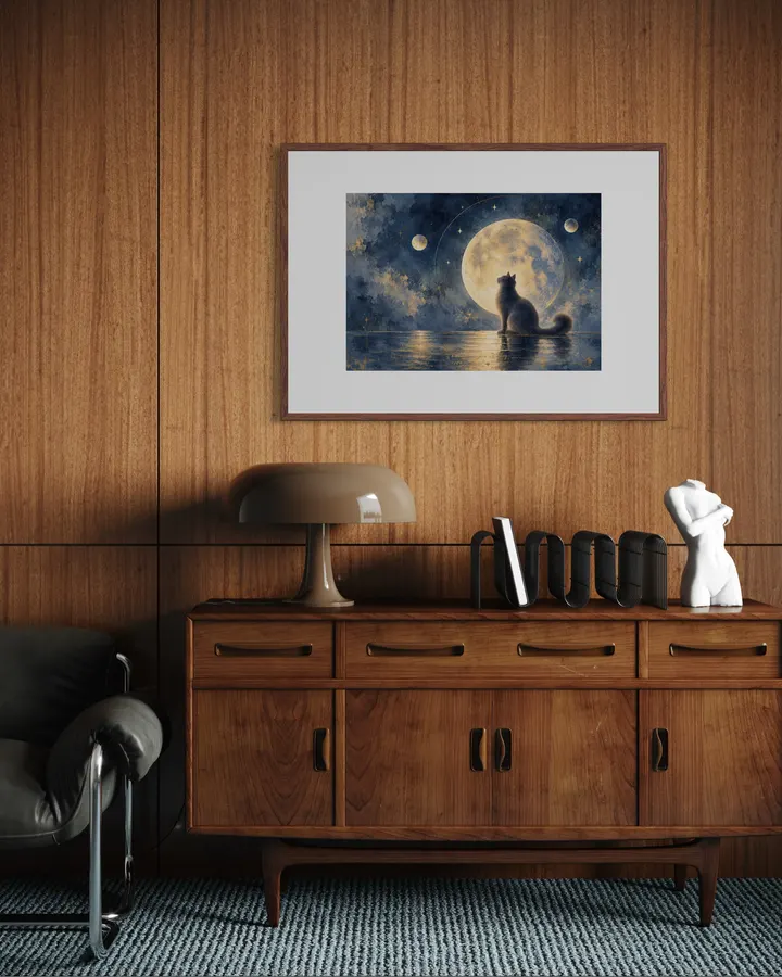 Moonlit Cat — 月夜の猫 - WonderLumina