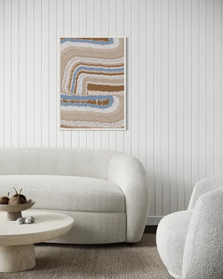 Brown blue Textile art