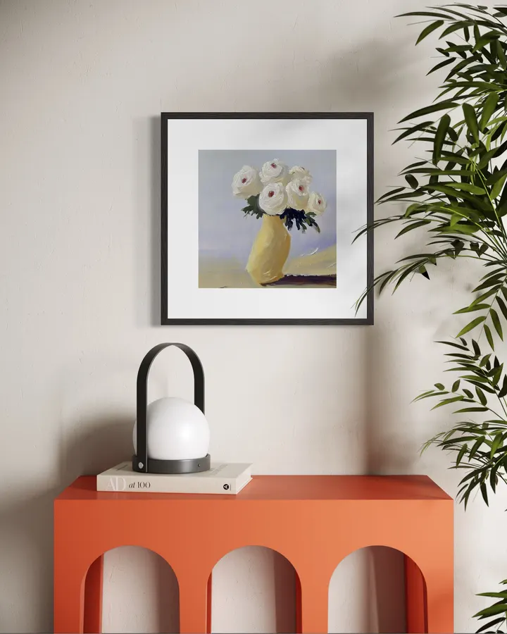 White Roses In A Yellow Vase - Elena Avanesova