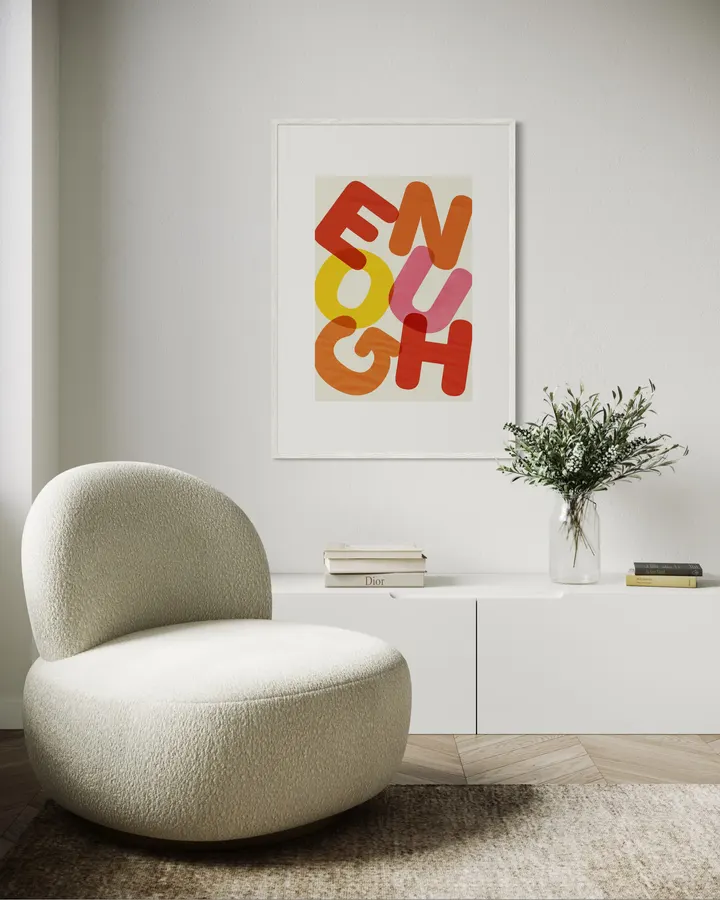 Enough – Retro Overlapping Typography Art Print