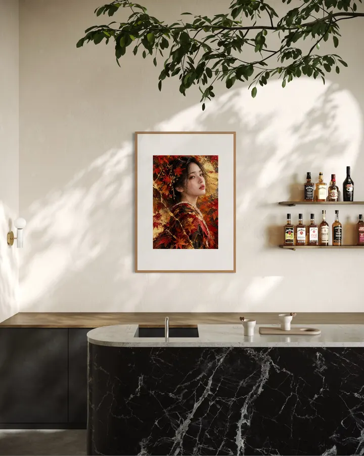 Nostalgia — A Beauty Adorned with Gold Leaf and Autumn Leaves