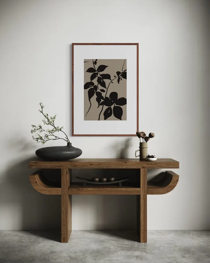 Botanical Foliage in Obsidian & Warm Sand