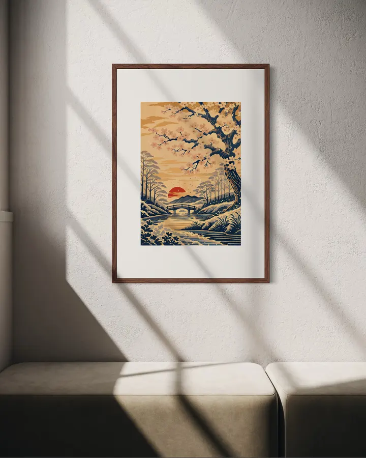 Cherry Blossom Bridge at Sunset.no text - NIPPON ARTWORKS
