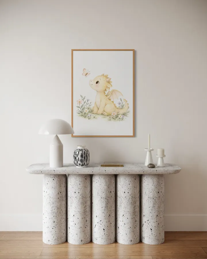 Baby Dragon Nursery – Butter Yellow Dragon & Butterfly｜クリーム色の小さなドラゴンと蝶々 - TAKAHASHI