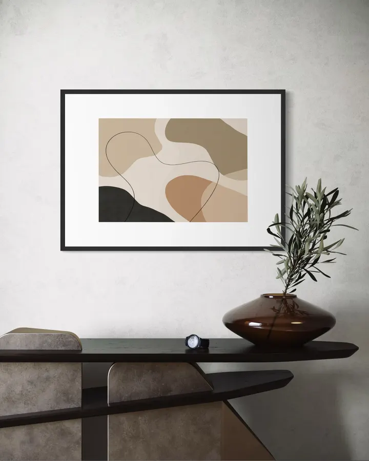 Organic Beige & Olive Abstract Lines | Neutral Art