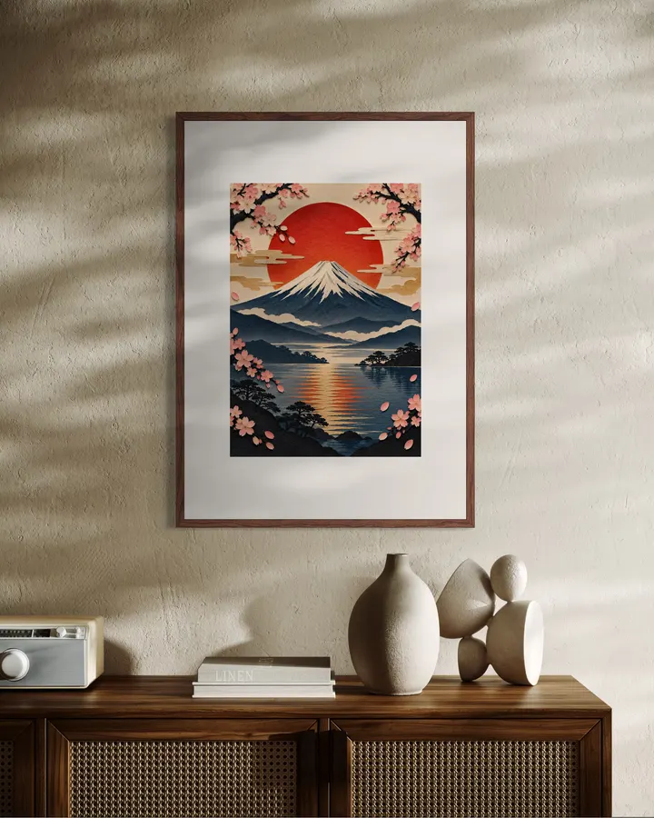 Sakura Sunset over Mount Fuji - NATSUKASHI