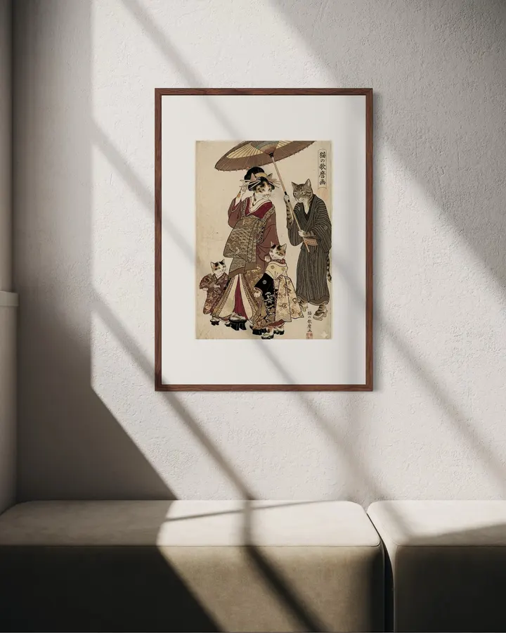 猫花魁道中浮世絵 Cat Oiran Procession Ukiyo-e