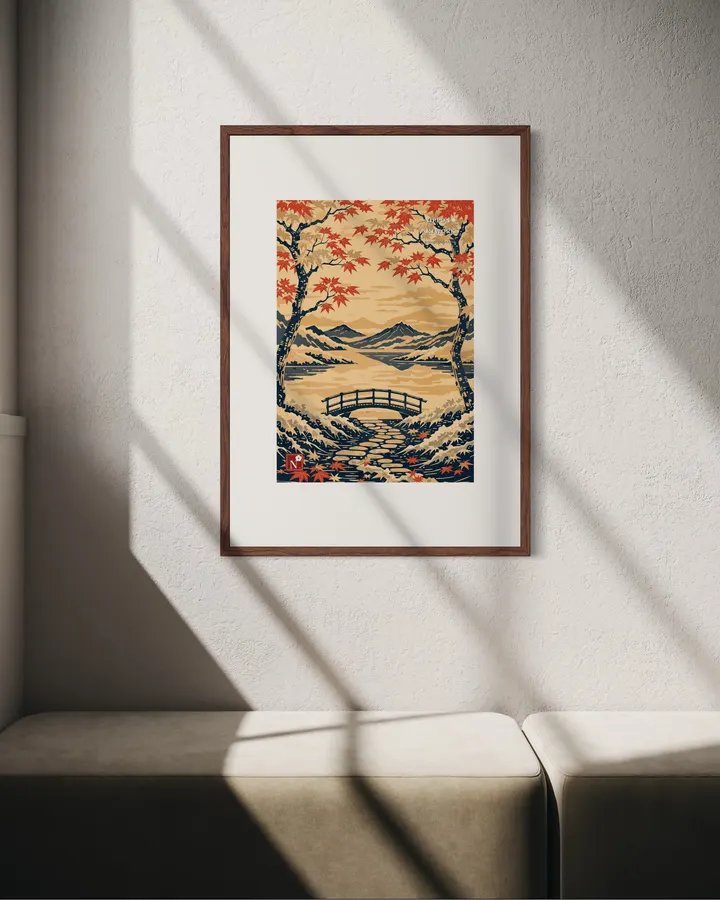 Autumn Maple Bridge in Japan.simple - NIPPON ARTWORKS