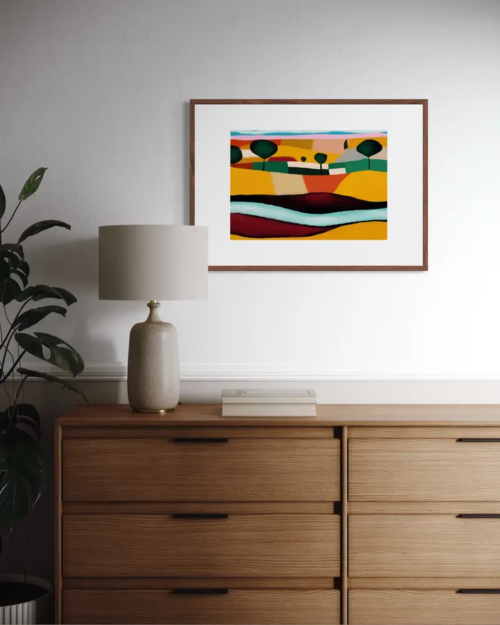 Vibrant Landscape Strata in Crimson, Ochre & Teal - Little Dean