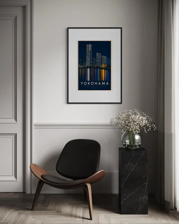 YOKOHAMA Night Reflections - Art Print - AtelierKei