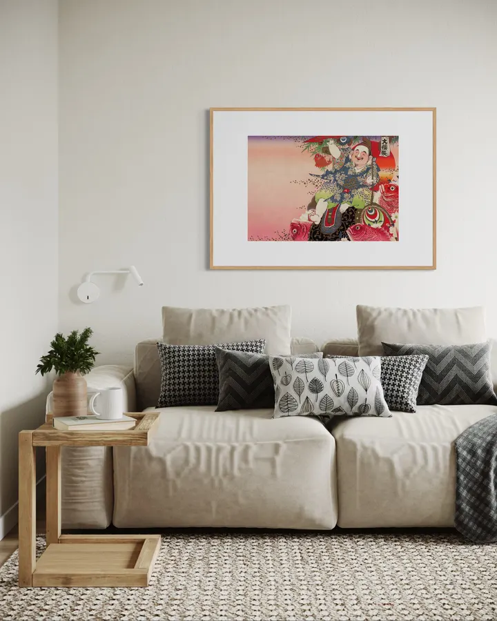 Japanese Wall Art Print - Figure and Sea Bream