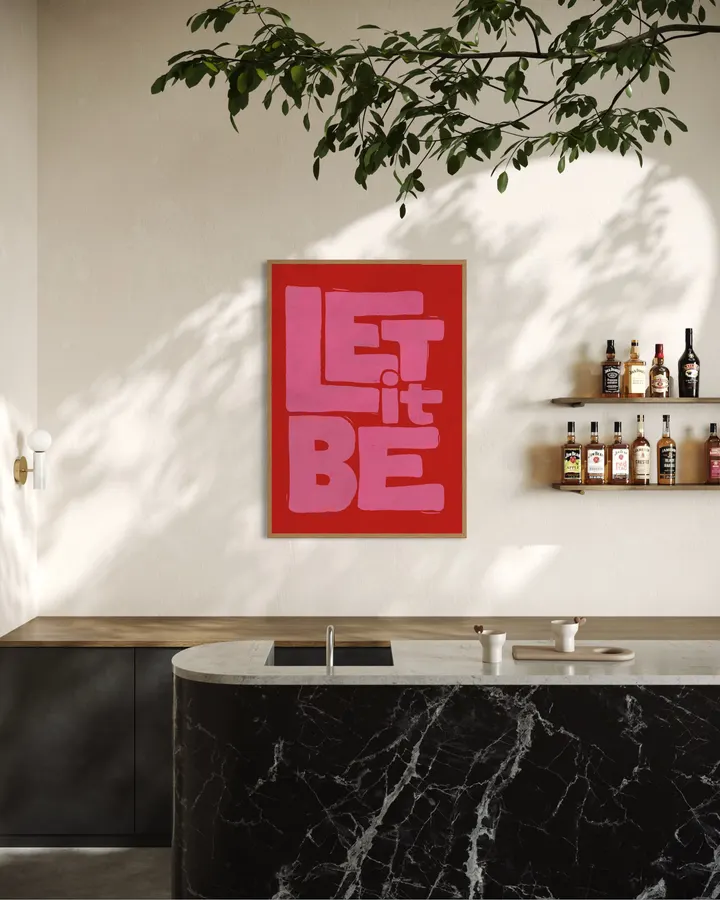 Let It Be – Bold Pink and Red Typography Art Print - ShowMeMars