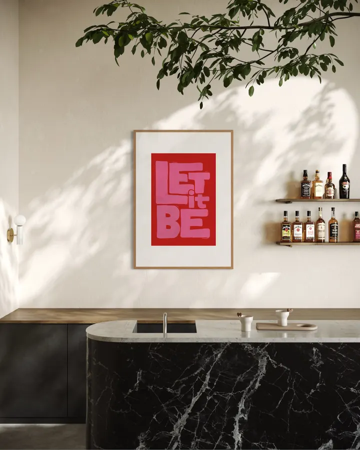 Let It Be – Bold Pink and Red Typography Art Print - ShowMeMars
