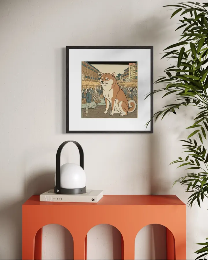 柴犬マーケット浮世絵　Shiba Inu Market - 縁糸