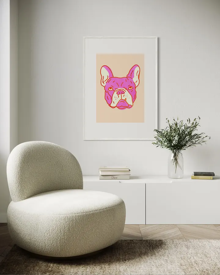 Hot Pink Frenchie - Bold Dopamine Decor French Bulldog Art - ShowMeMars