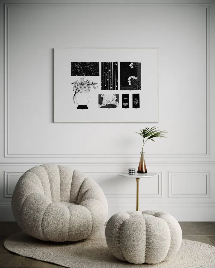 Japanese Wall Art Print - Cherry Blossom Applied Design III