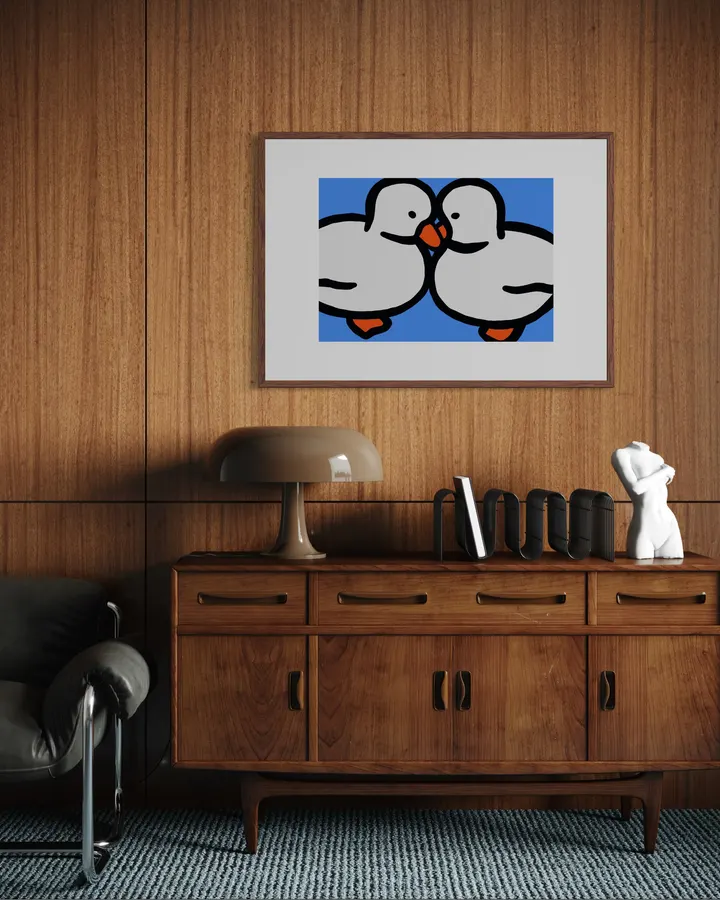Loving Birds in Cobalt Blue & Orange - Little Dean