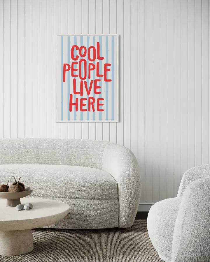 Cool People Live Here – Striped Retro Typography Print