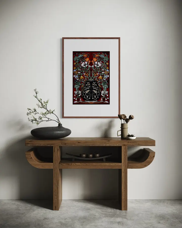 Symmetrical Red Floral Folk Art - DOXOLOGY