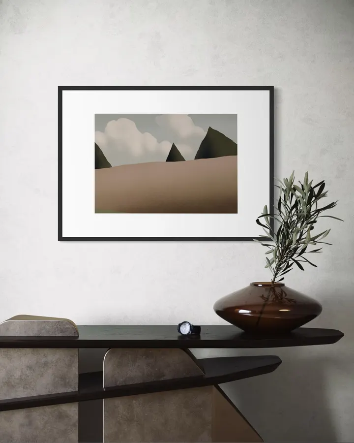 Minimalist Desert Peaks in Tan, Charcoal & Ash - Little Dean
