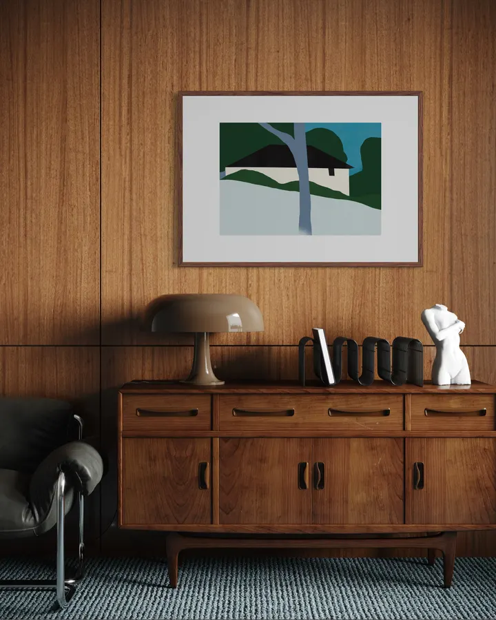 Country House Behind Tree in Emerald, Forest & Slate - Little Dean