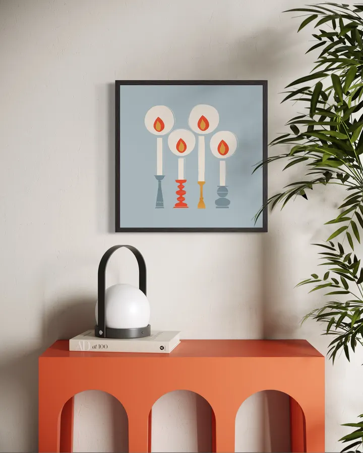 Retro Candle Light – Scandinavian Cozy Folk Art Print - ShowMeMars