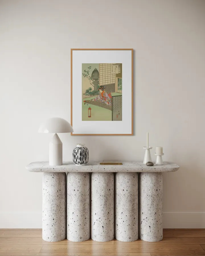Japanese Wall Art Print - Koto Music - Nagoya Woman of the Koka Period