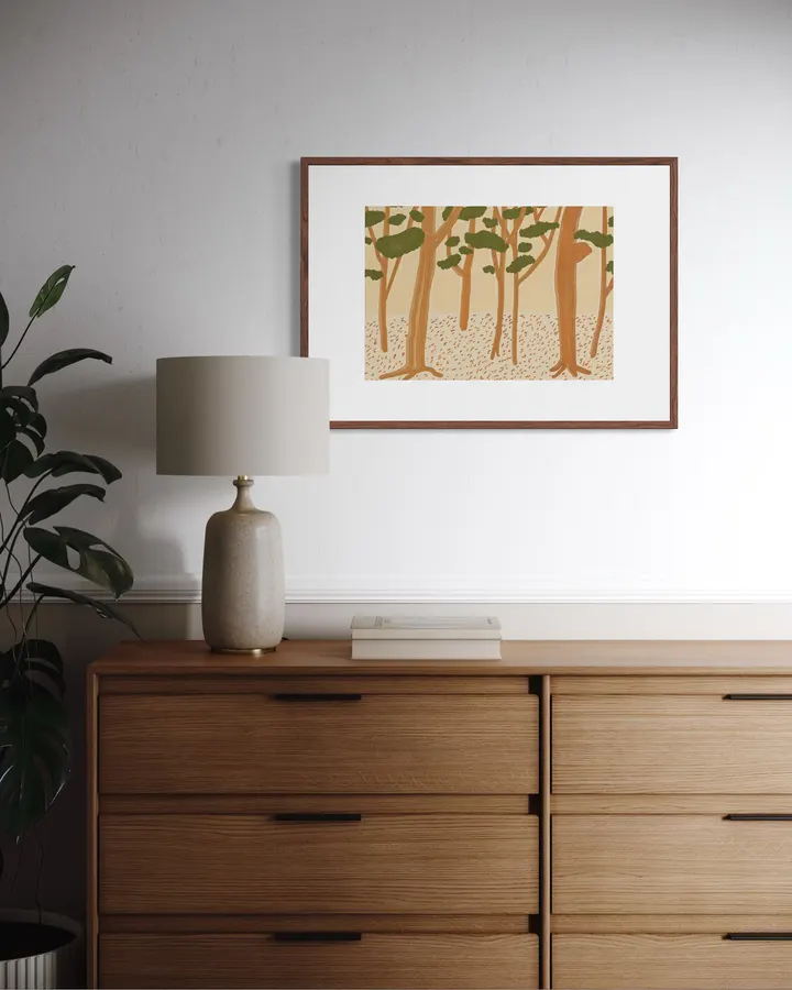 Modern Woodland Trees in Tan & Sage - Little Dean